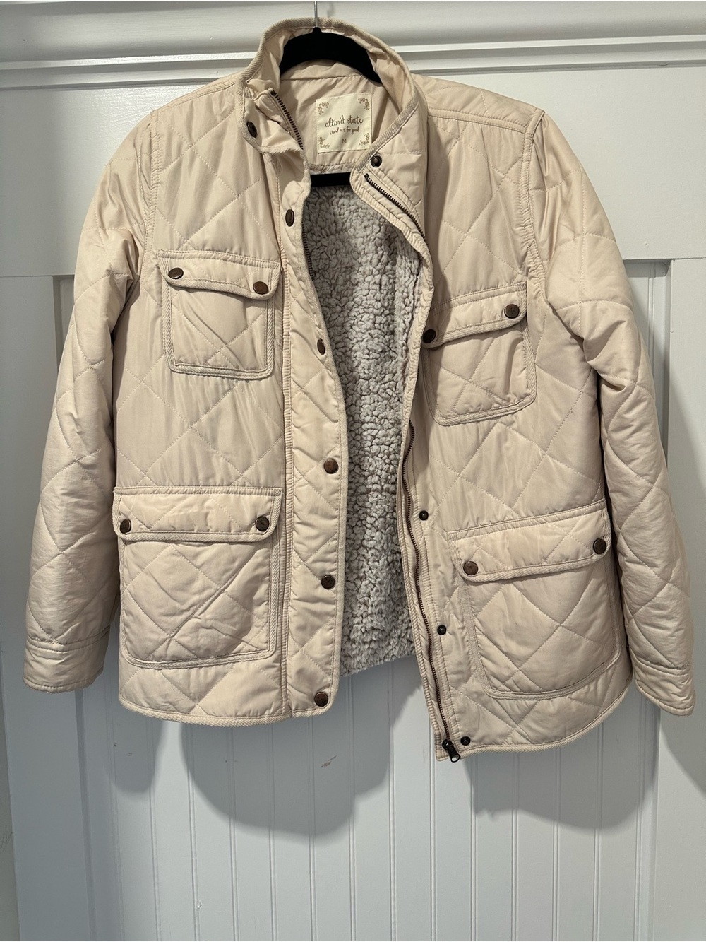 Altar'd State Quilted Sherpa-Lined Jacket - Cream